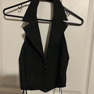 NWT Princess Polly Black Striped Halter Blouse